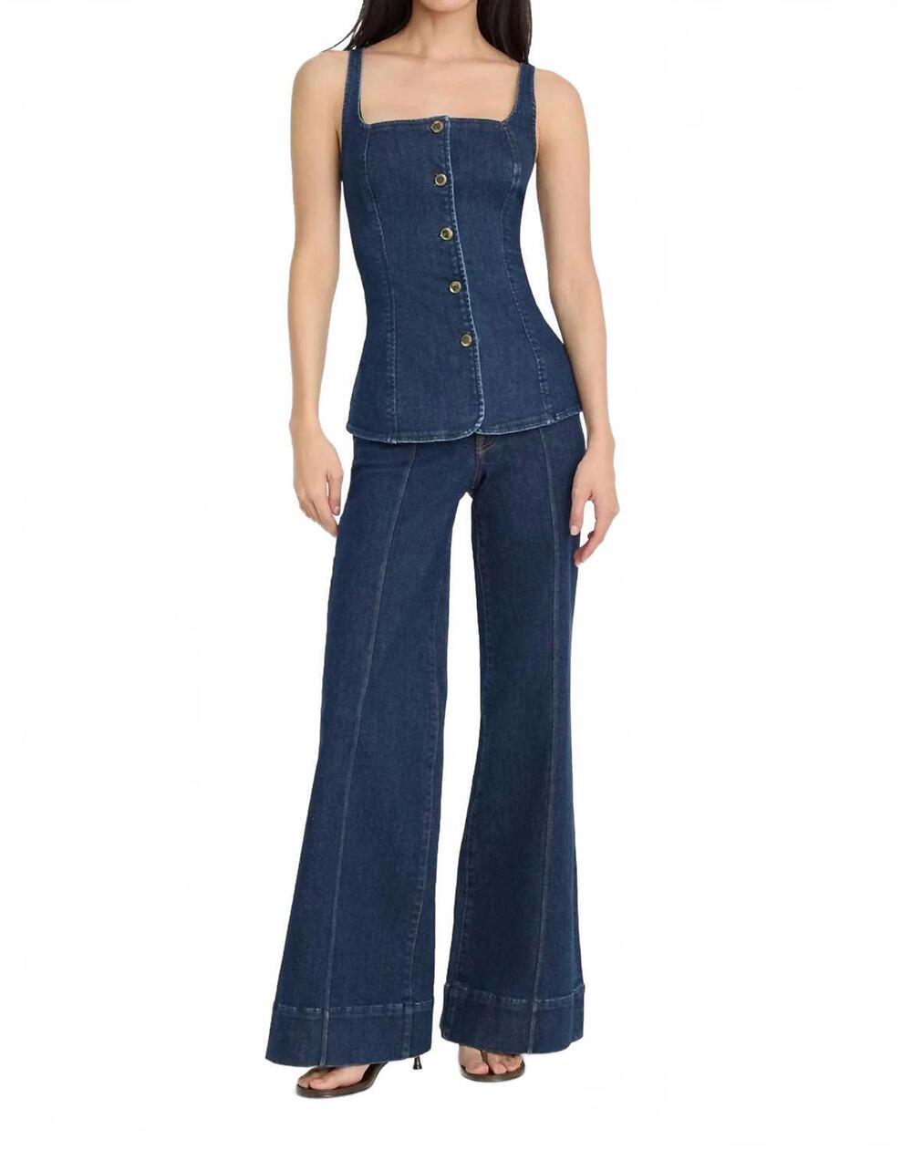 NEW GOOD AMERICAN button-front denim top in indigo